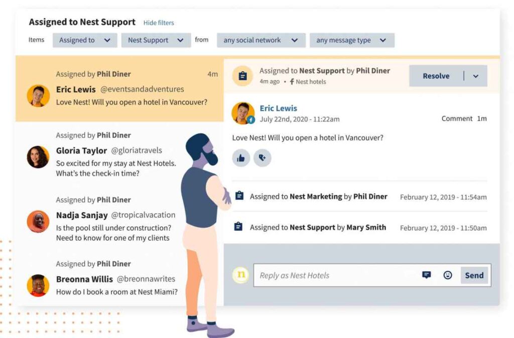 Hootsuite dashboard showing social media management features.