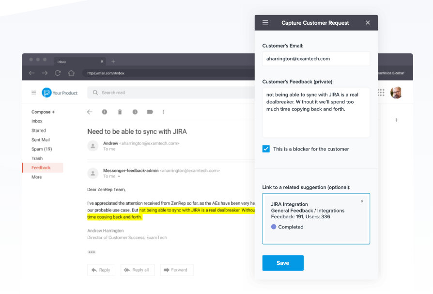 UserVoice feedback management features for SaaS companies.