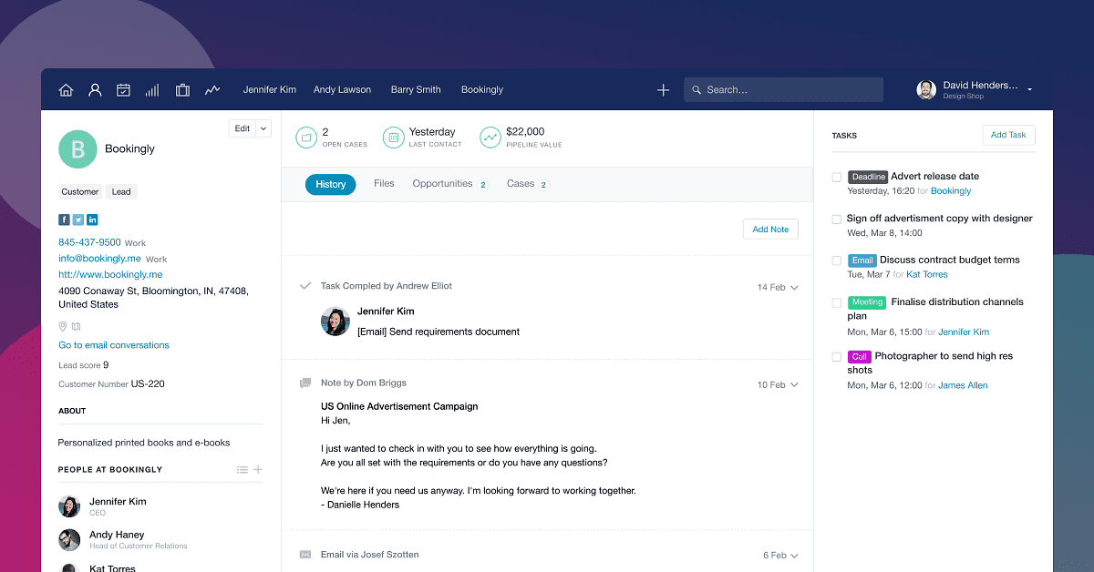 Capsule CRM features overview highlighting free plan details.