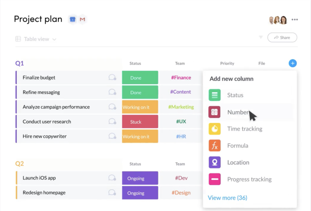 Trello project plan showing task status and team assignments.