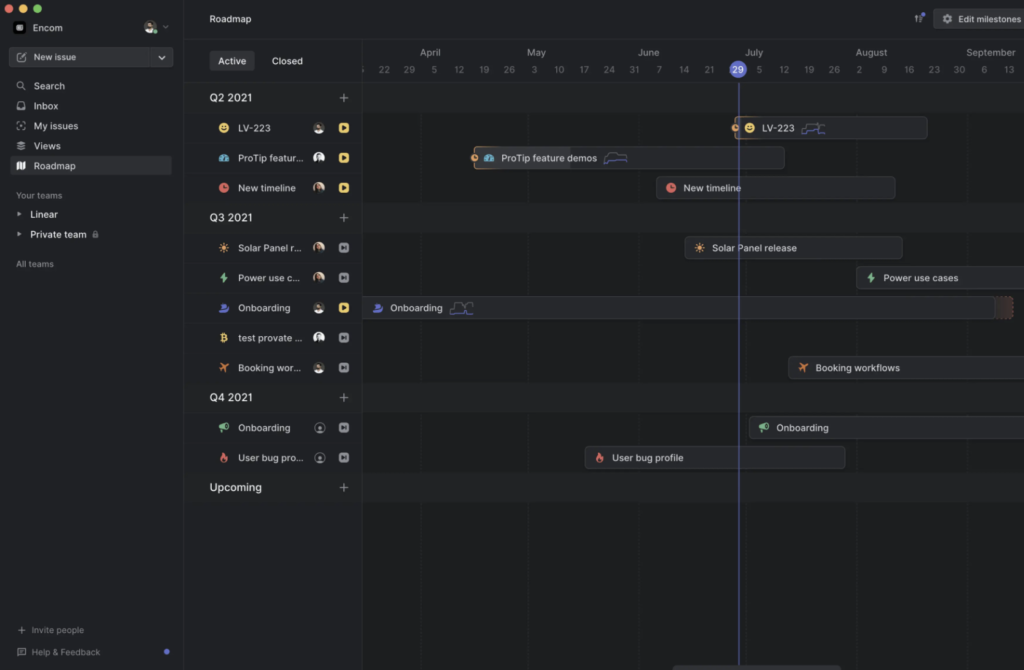 Screenshot of Linear's software