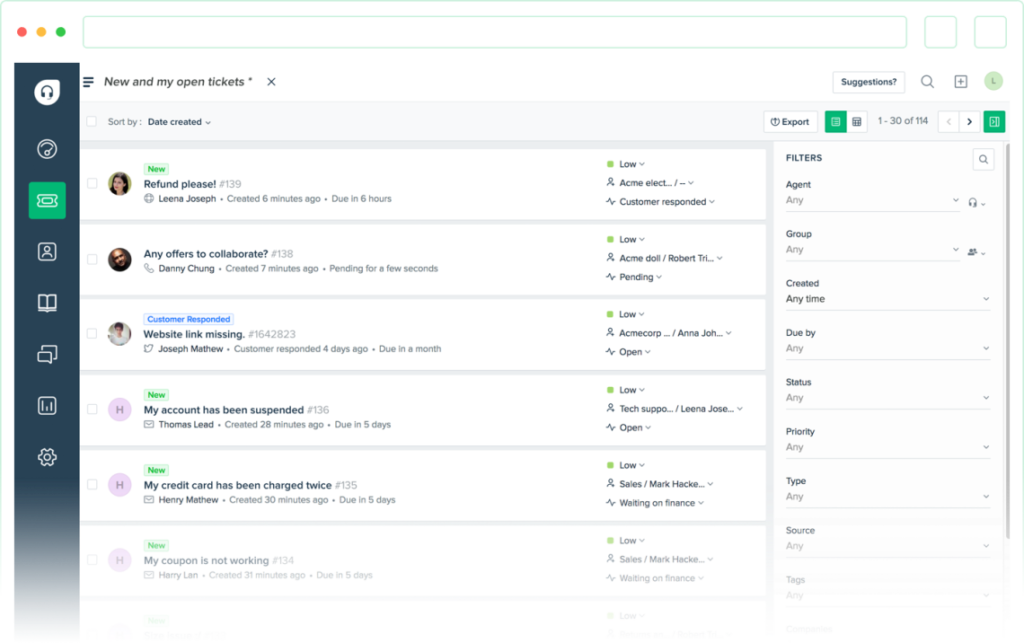 Screenshot of Freshdesk software