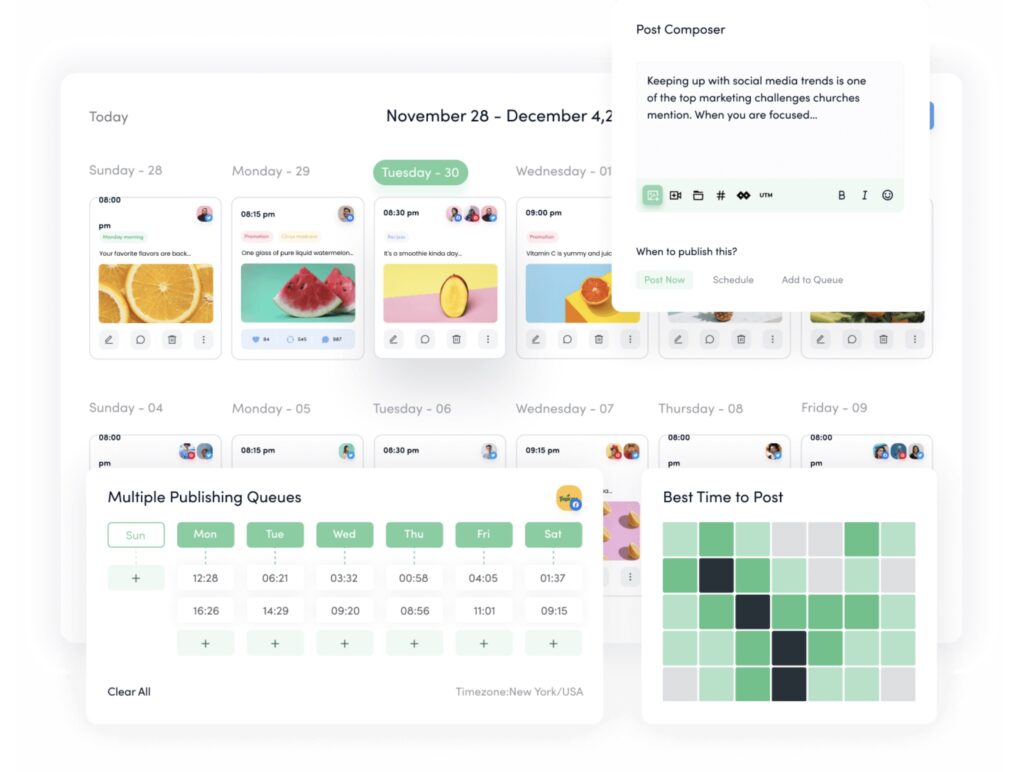 Images of ContentStudio's software for managing social media content and promoting marketing copy