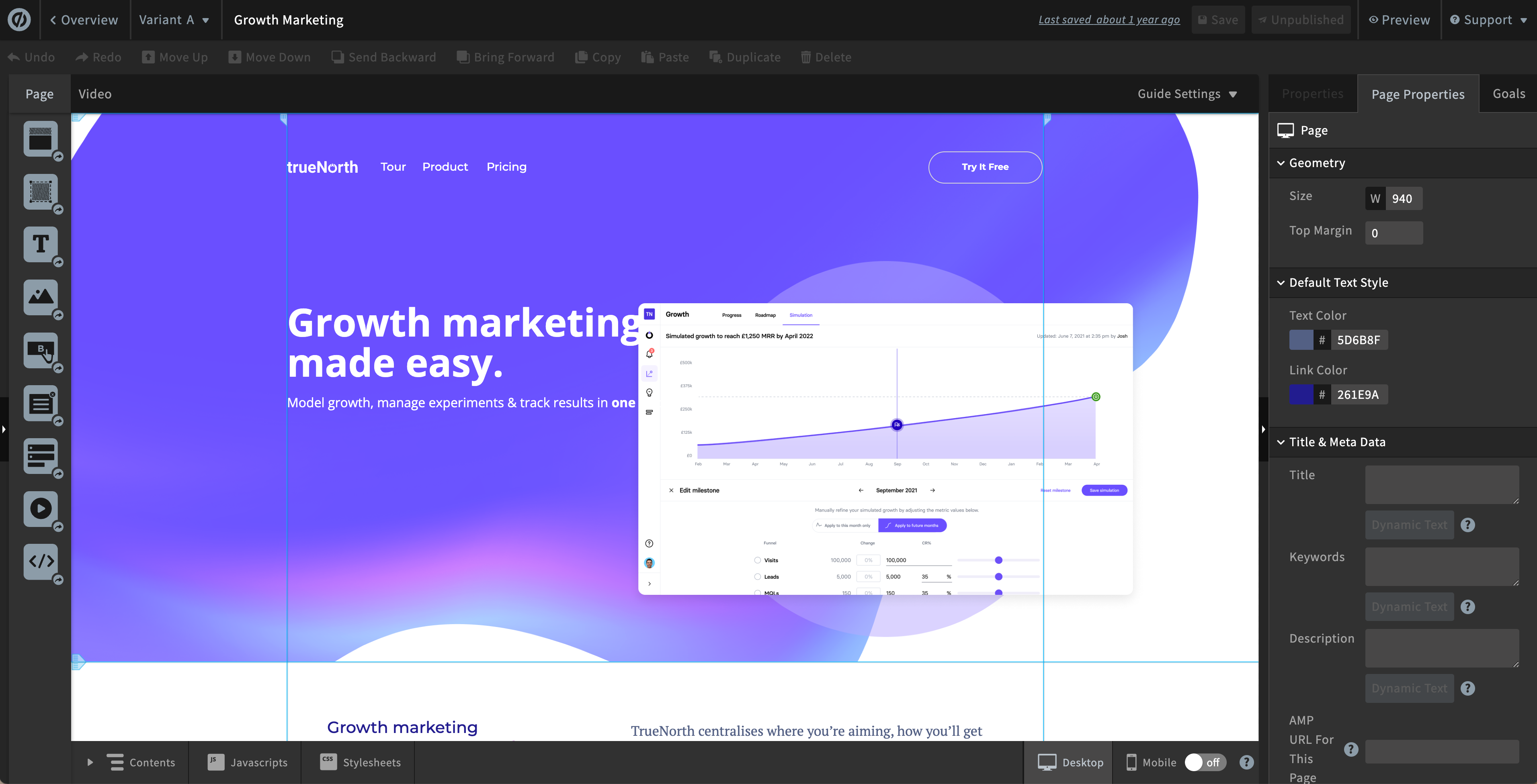 TrueNorth growth marketing dashboard displaying user performance insights.