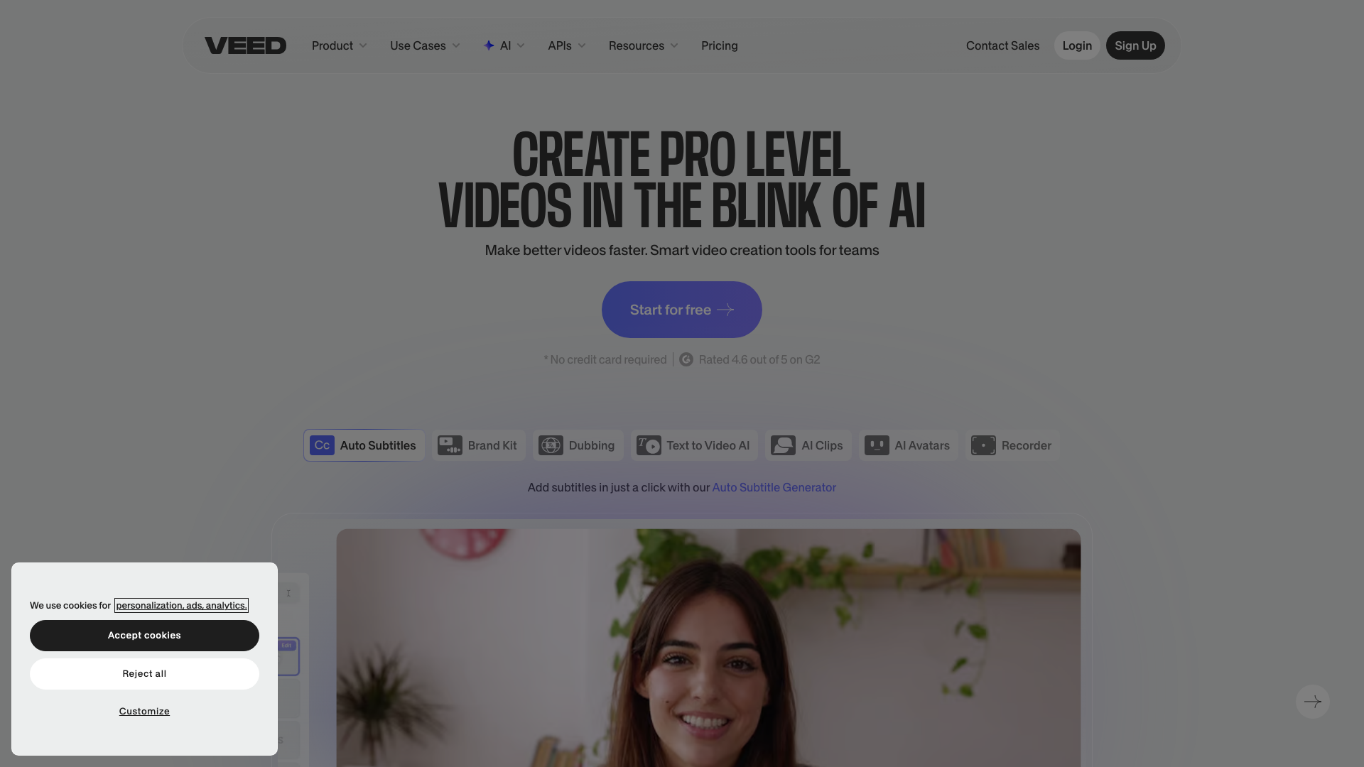 VEED homepage
