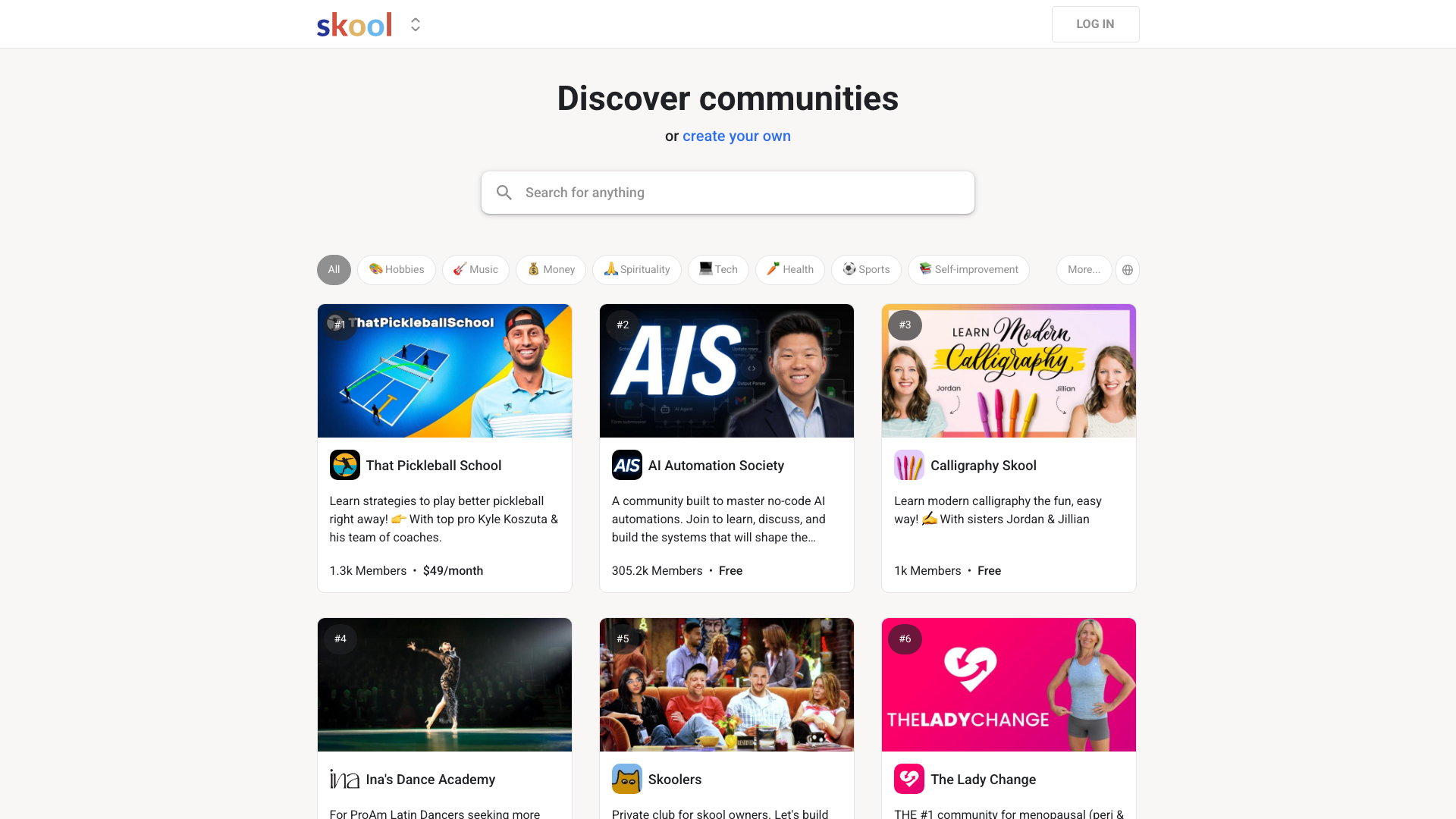 Skool homepage