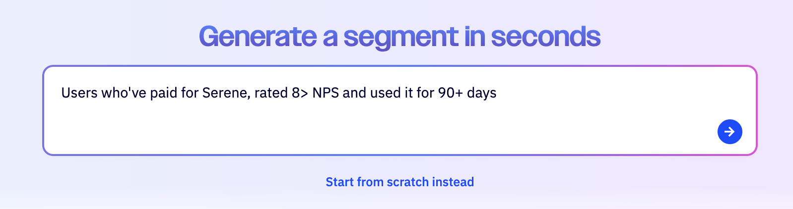 ActiveCampaign AI segment generation interface showing natural-language segment building with engagement and lifecycle signals