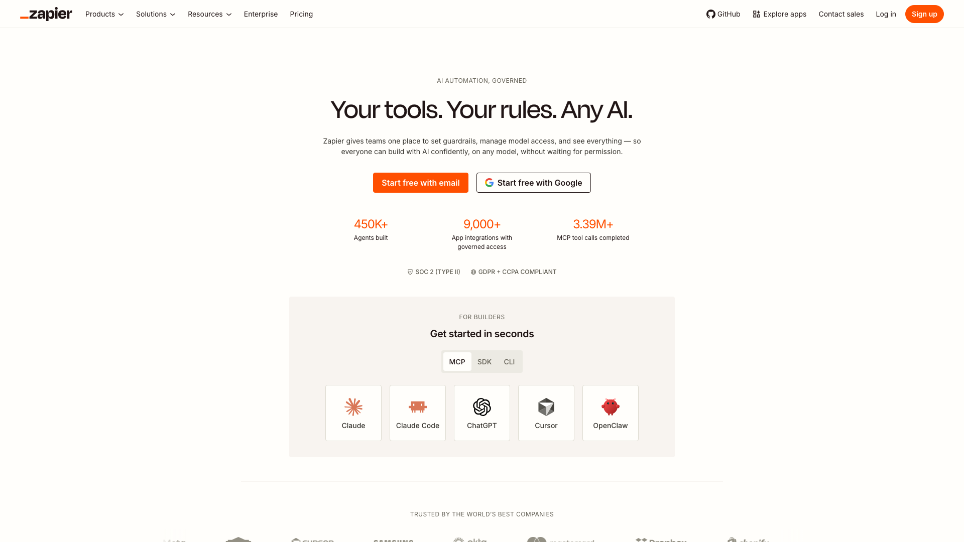 Zapier homepage