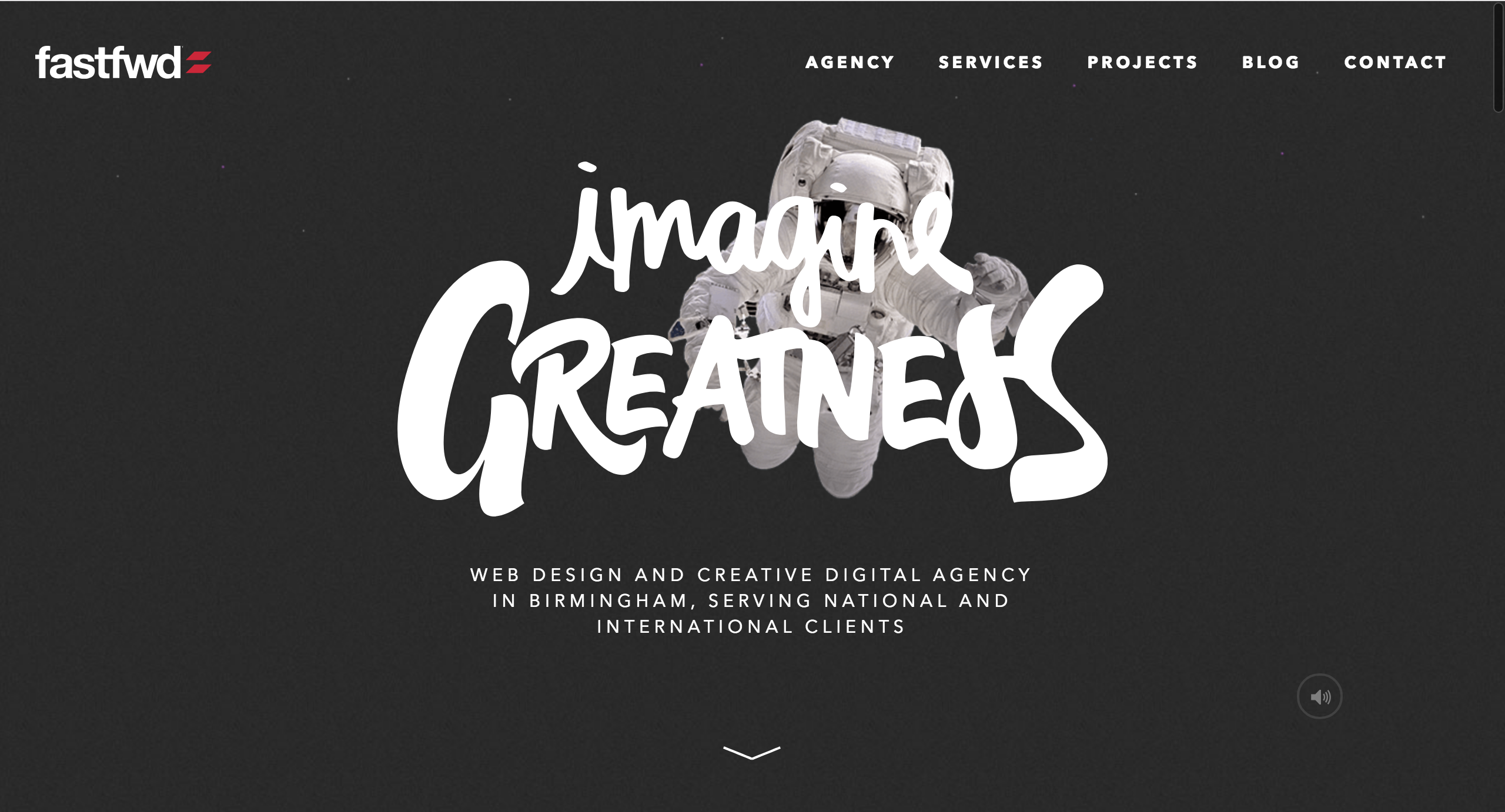 Fastfwd website homepage showcasing creative digital agency services.