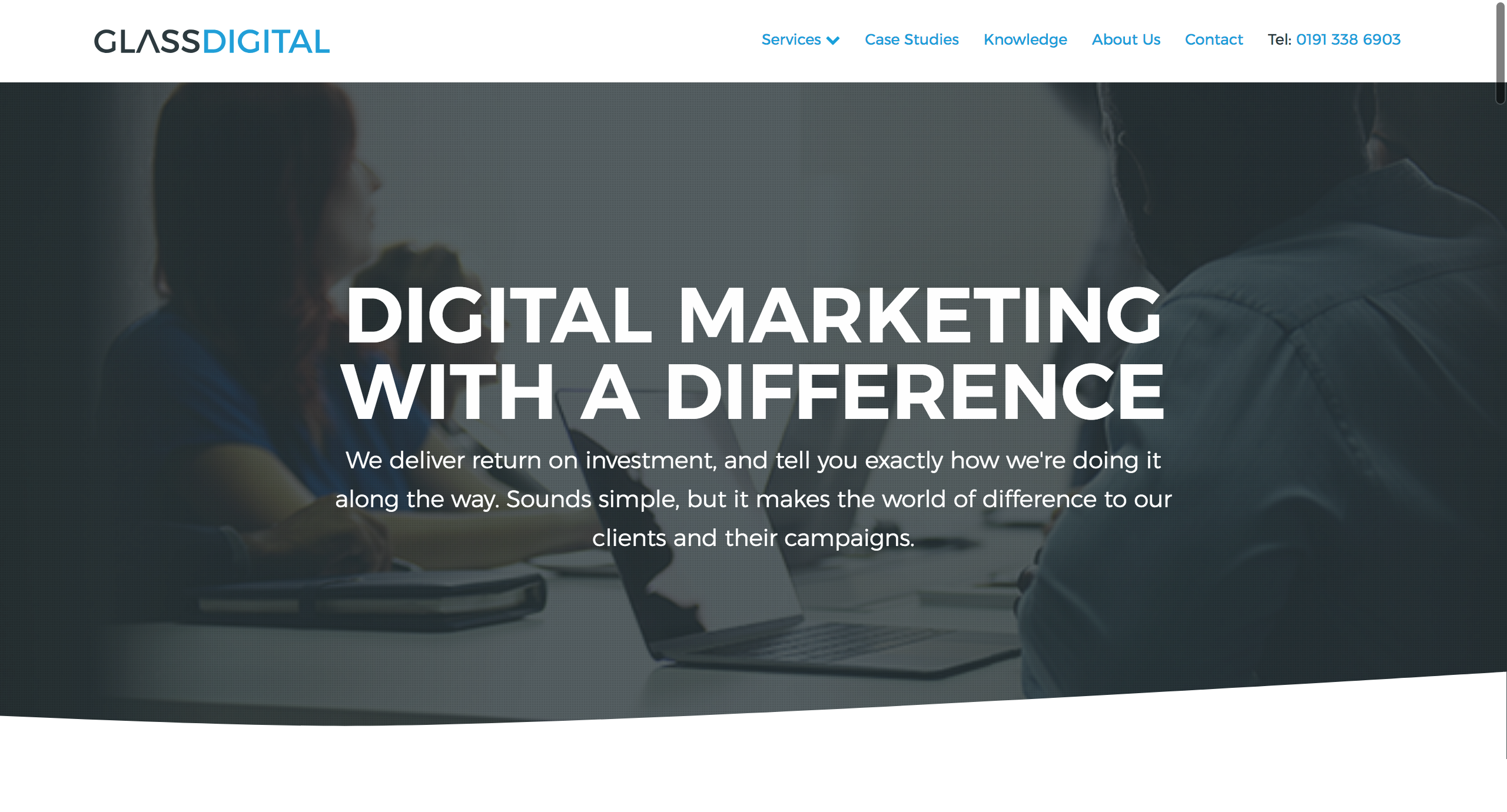 Glass Digital website showcasing digital marketing services.