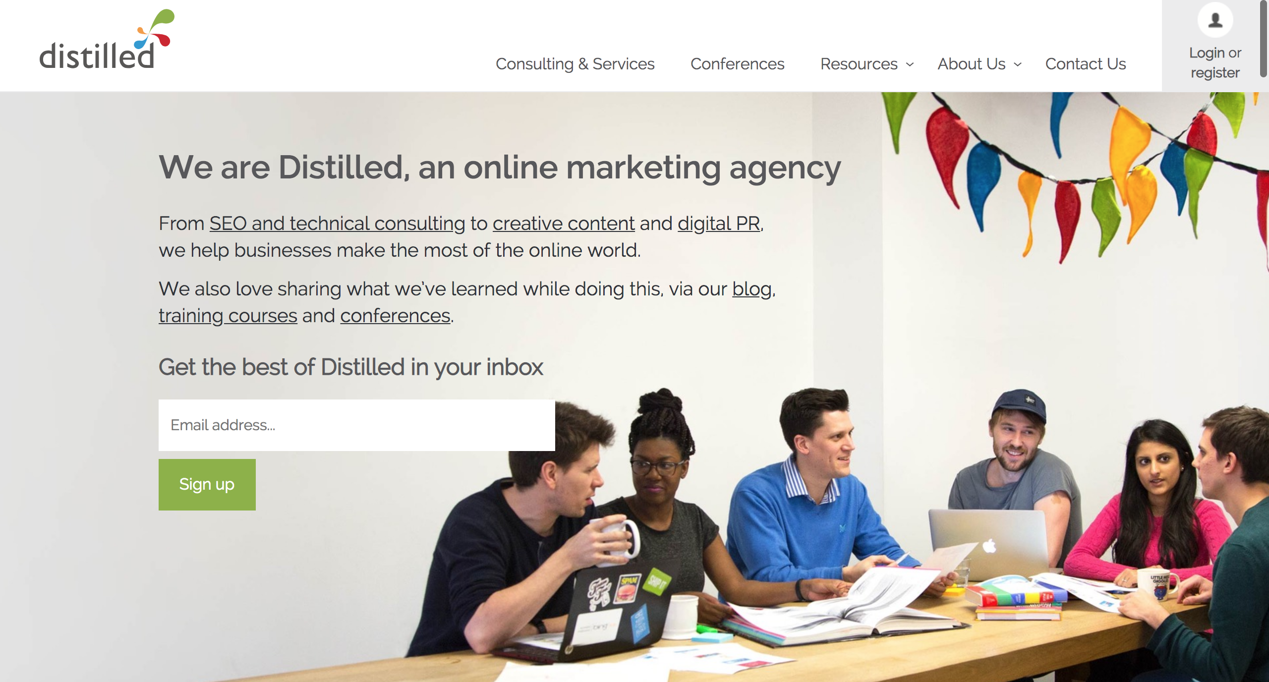 Distilled team collaborating on digital marketing strategies.