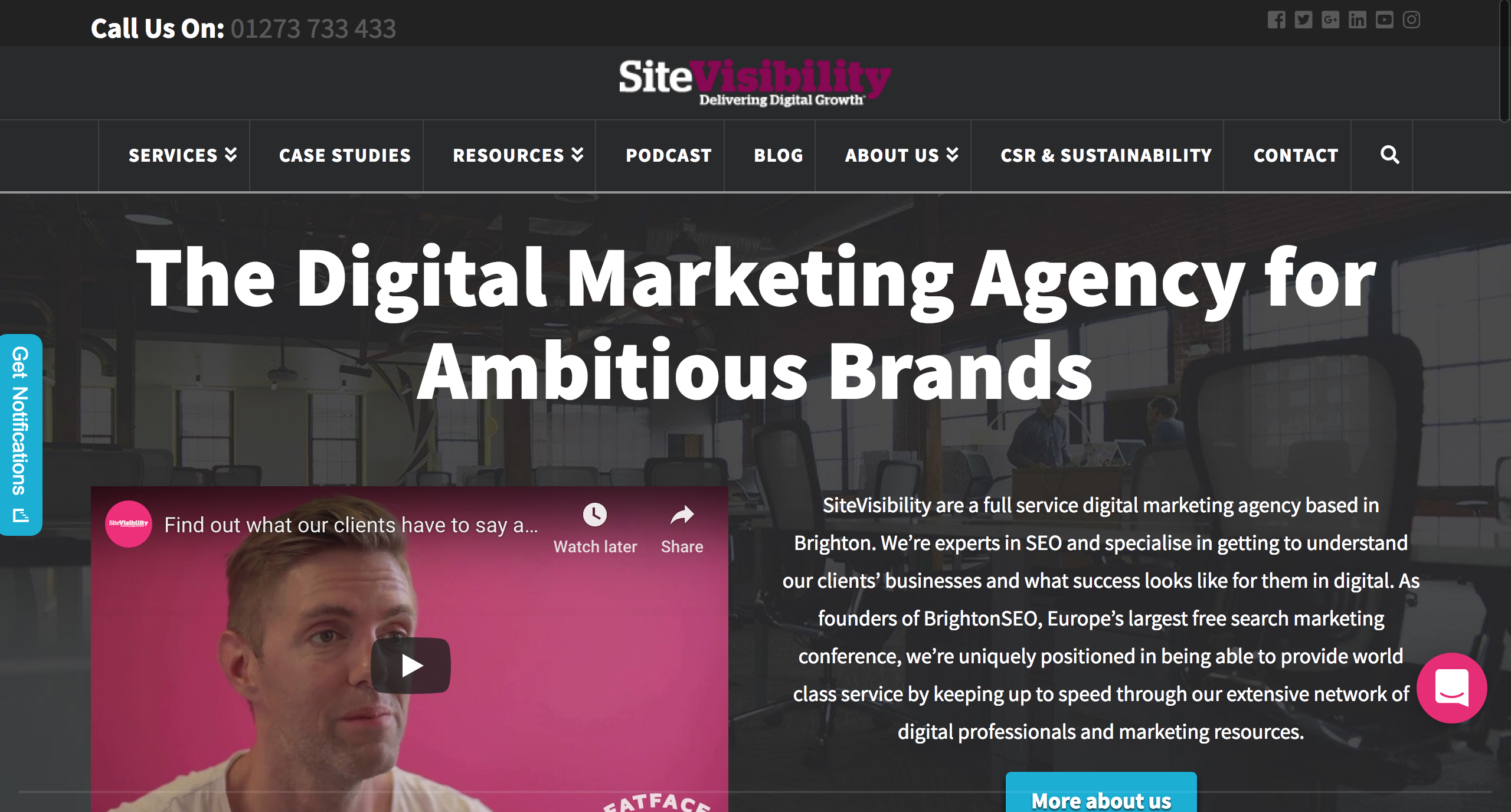 Site Visibility services overview highlighting digital marketing strategies.