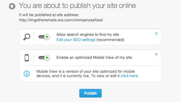 SEO & mobile optimised settings