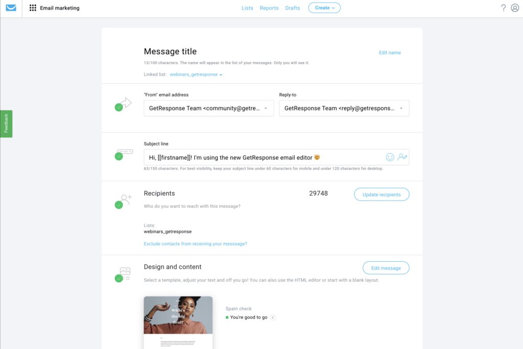 getresponse email builder