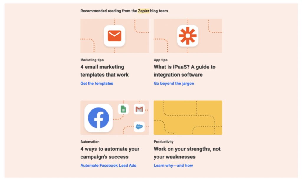 email deliverability zapier content recommednations