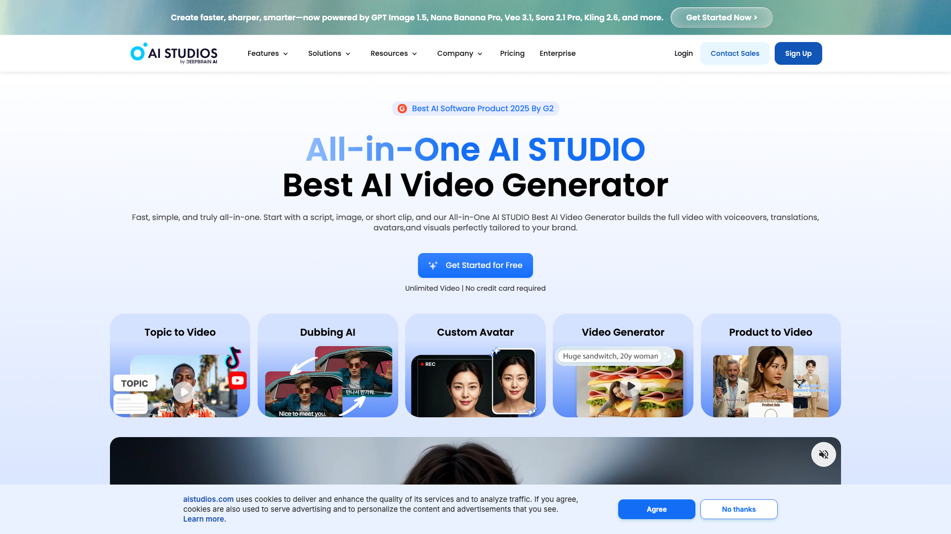 DeepBrain AI Studios homepage