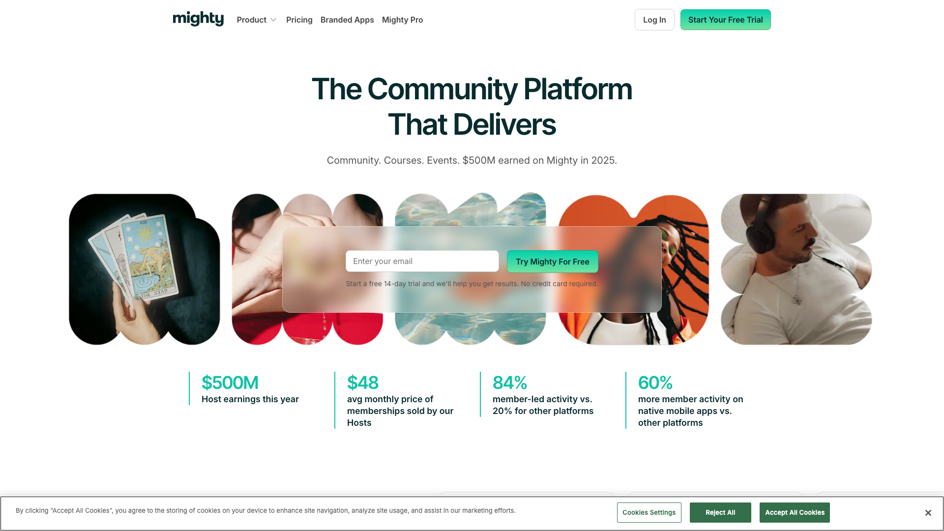 Mighty Networks homepage