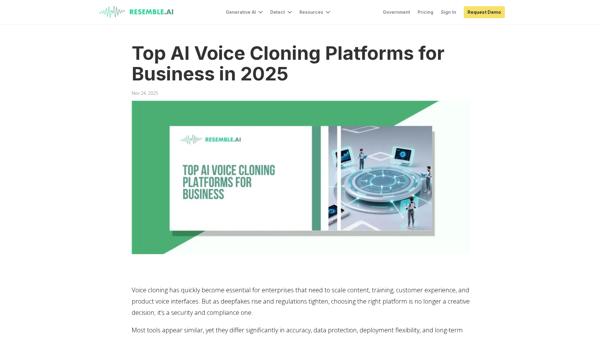 Resemble AI homepage