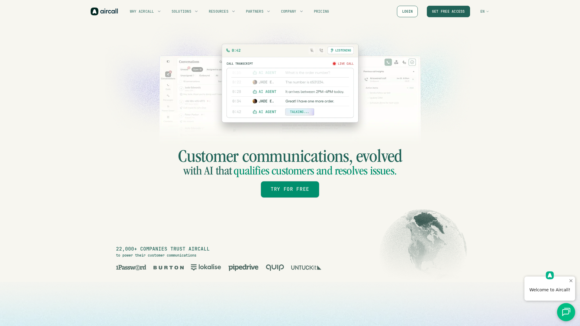 Aircall homepage